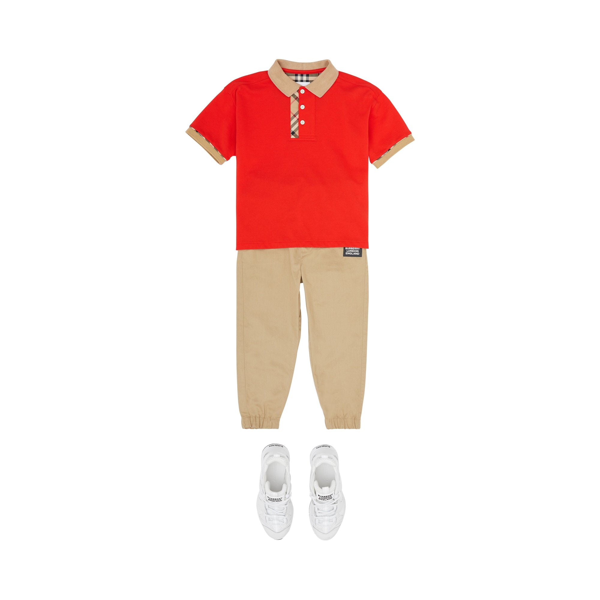 Polo en coton avec Vintage check - Bright Red