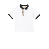 Polo en coton avec Vintage check - White