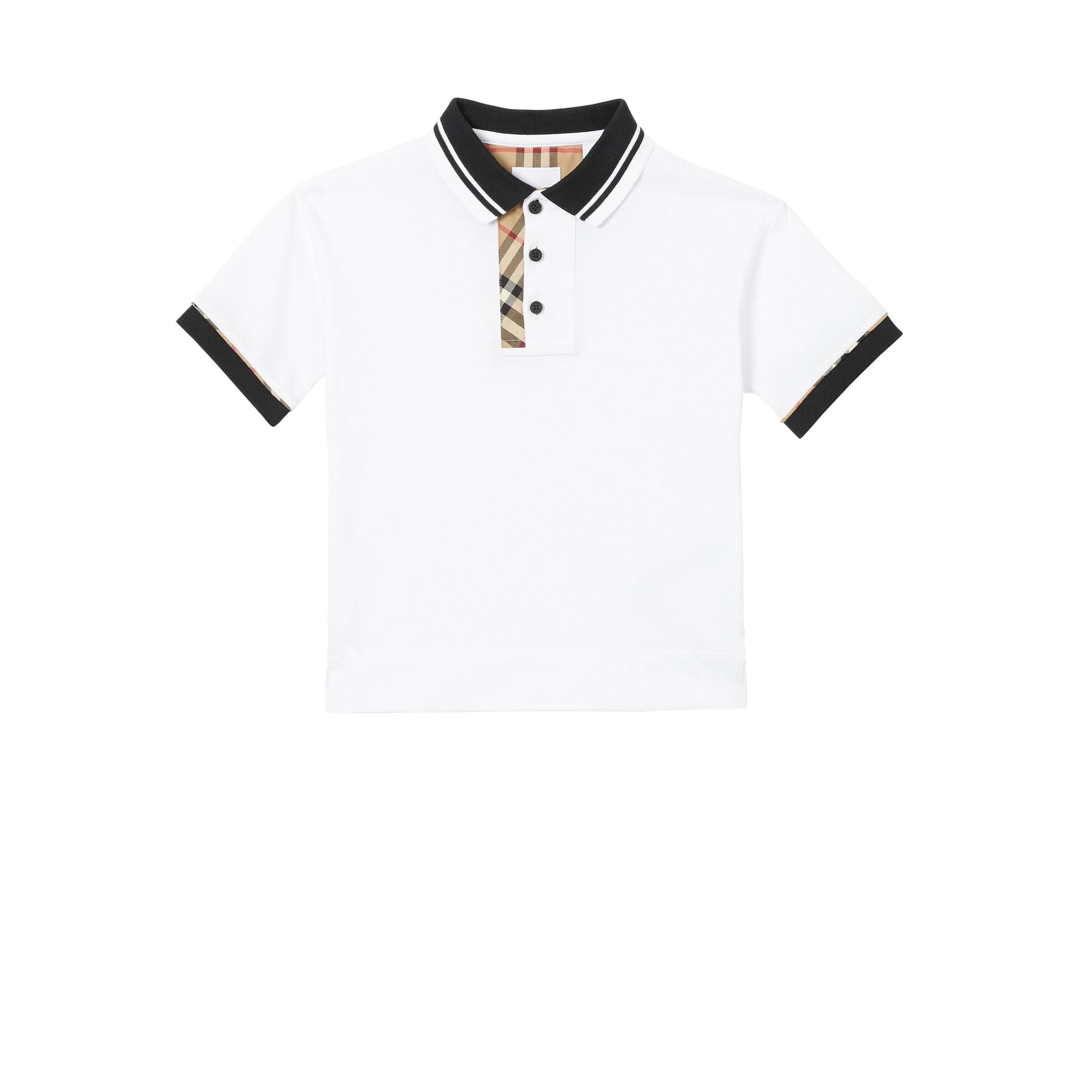 Polo en coton avec Vintage check - White