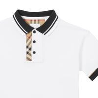 Polo en coton avec Vintage check - White
