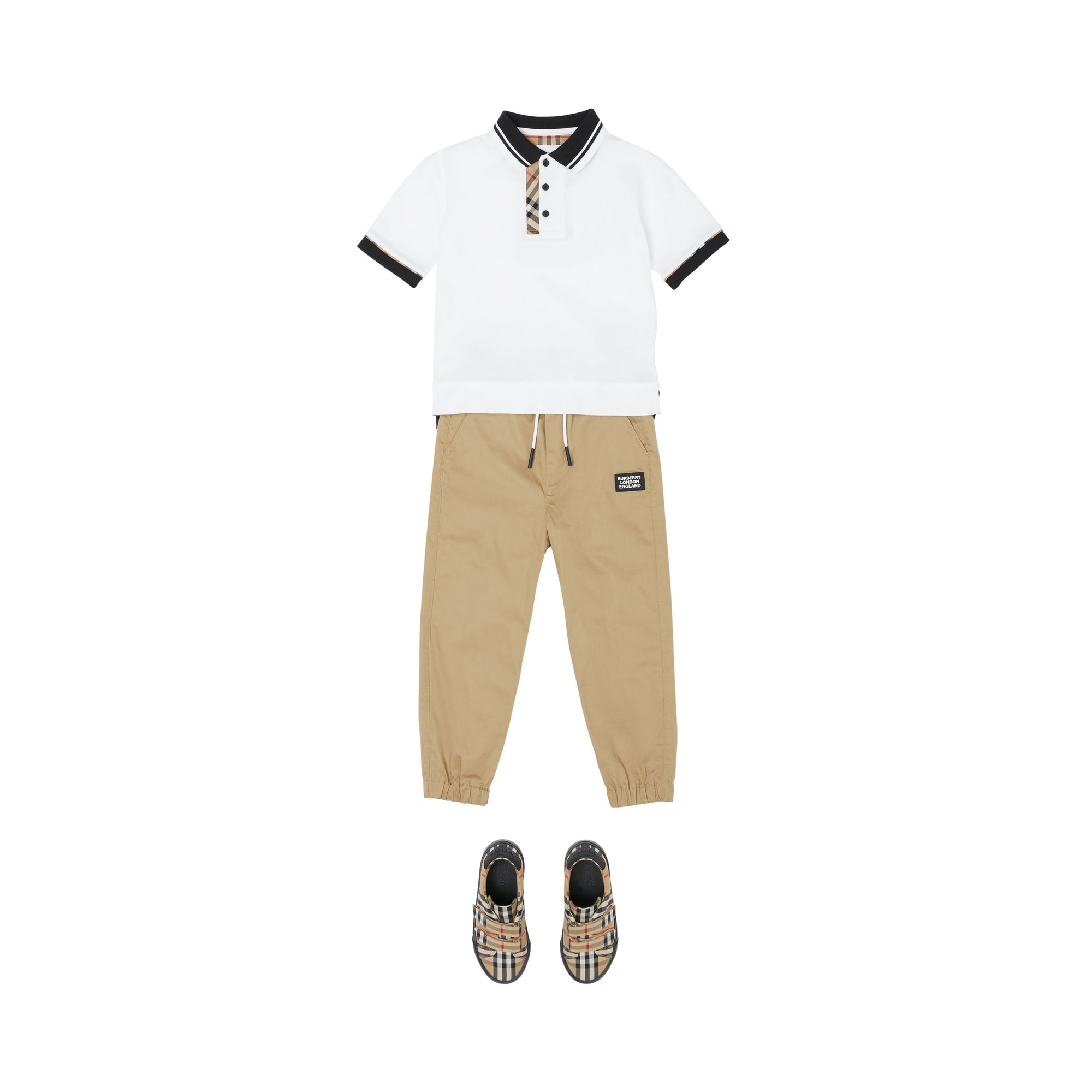 Polo en coton avec Vintage check - White