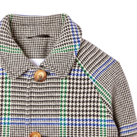 Paletot en laine mélangée à motif check et pied de poule - Clover Green