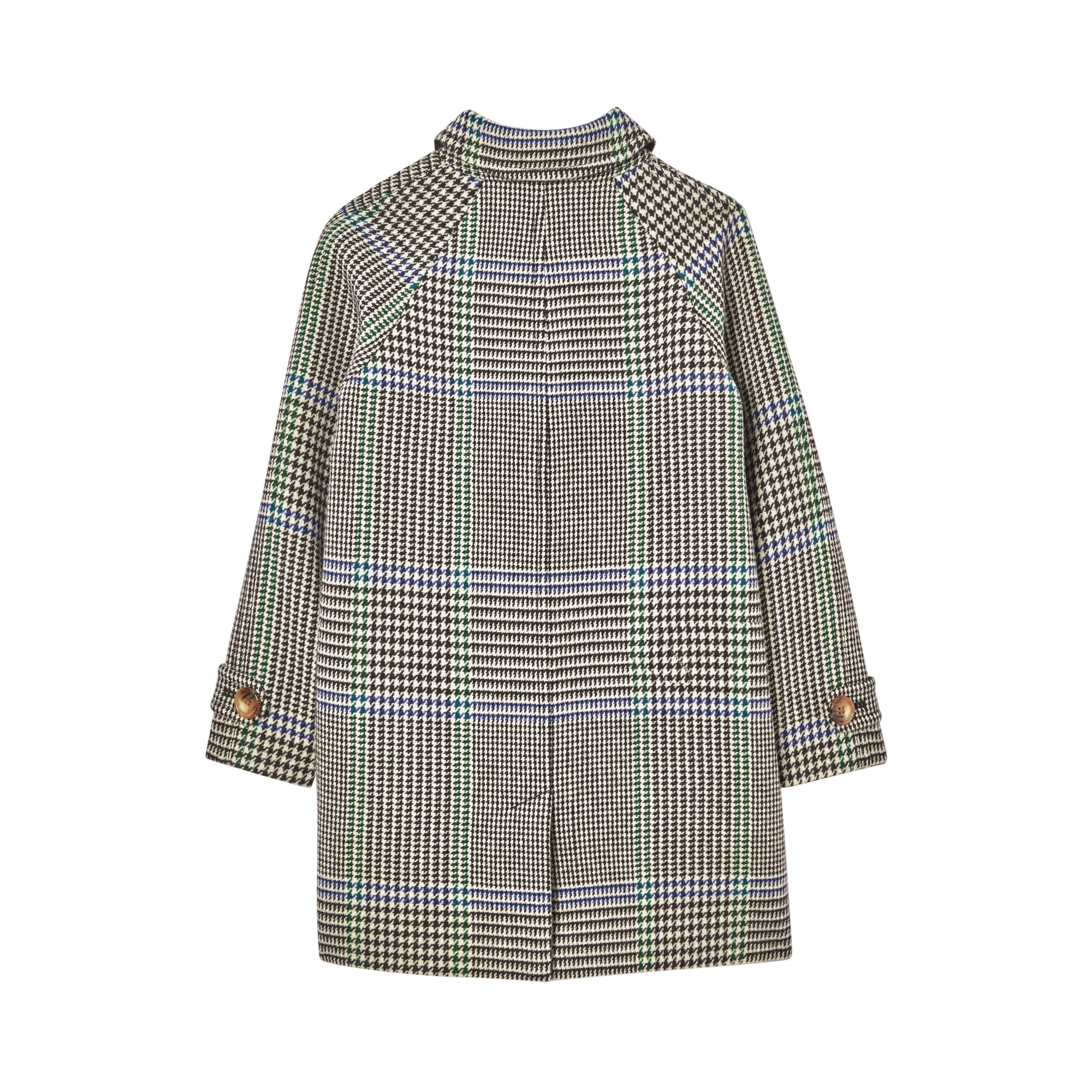 Paletot en laine mélangée à motif check et pied de poule - Clover Green