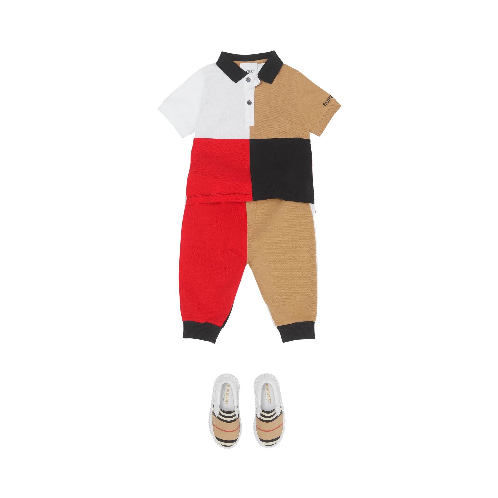 Polo en piqué de coton color-block - Archive Beige
