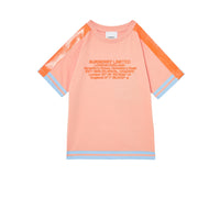 T-shirt en coton avec coordonnées géographiques et bandes - Peach