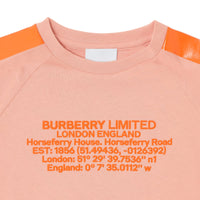 T-shirt en coton avec coordonnées géographiques et bandes - Peach