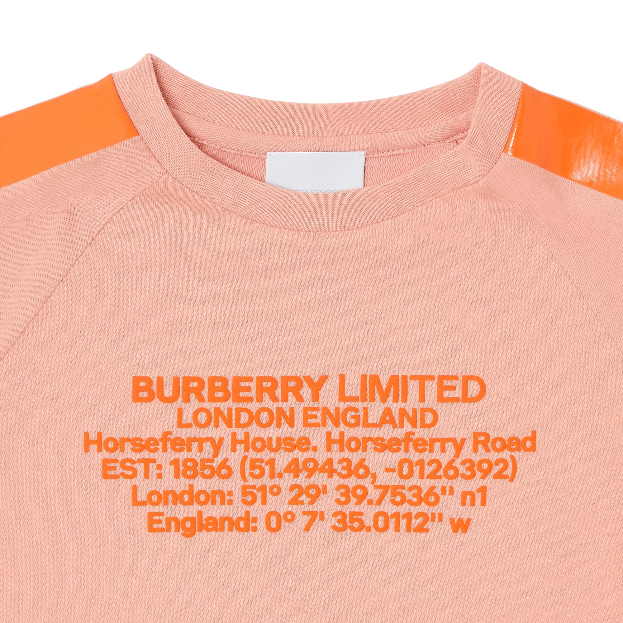 T-shirt en coton avec coordonnées géographiques et bandes - Peach