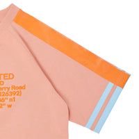 T-shirt en coton avec coordonnées géographiques et bandes - Peach