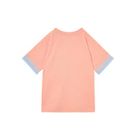 T-shirt en coton avec coordonnées géographiques et bandes - Peach