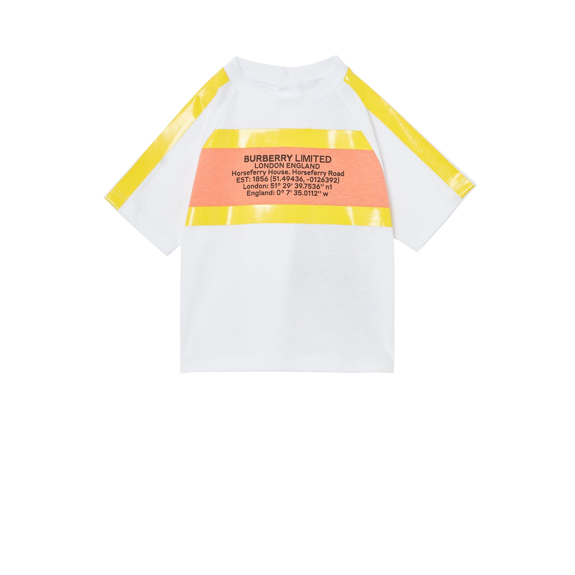 T-shirt en coton avec coordonnées géographiques et bandes - Yellow