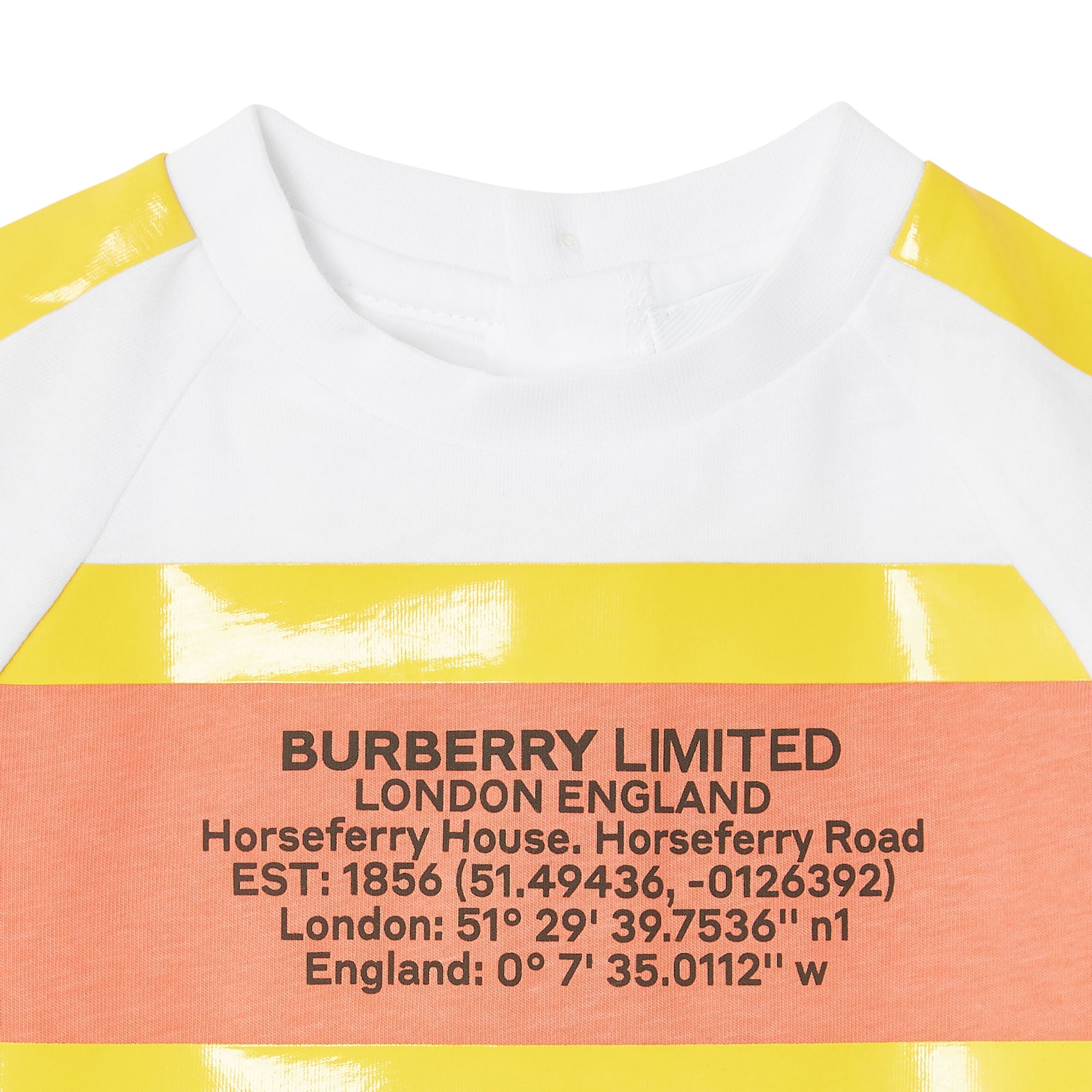 T-shirt en coton avec coordonnées géographiques et bandes - Yellow