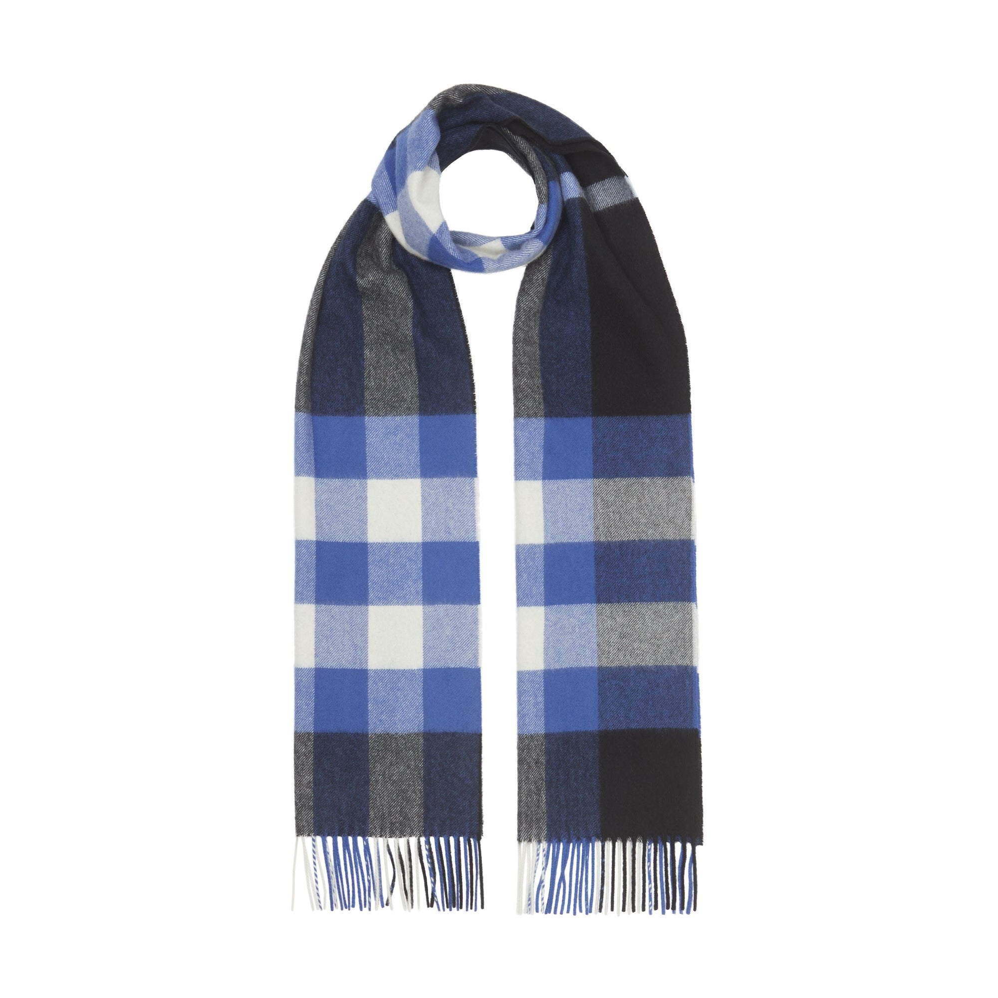 Écharpe en cachemire check - Black & Bluebell