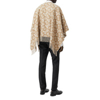 Cape en laine mérinos et cachemire tissés en jacquard Monogram - Light Sand