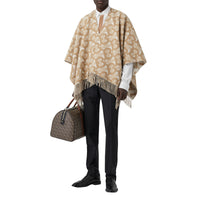 Cape en laine mérinos et cachemire tissés en jacquard Monogram - Light Sand