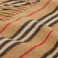 Écharpe à franges en cachemire à rayures iconiques - Archive Beige