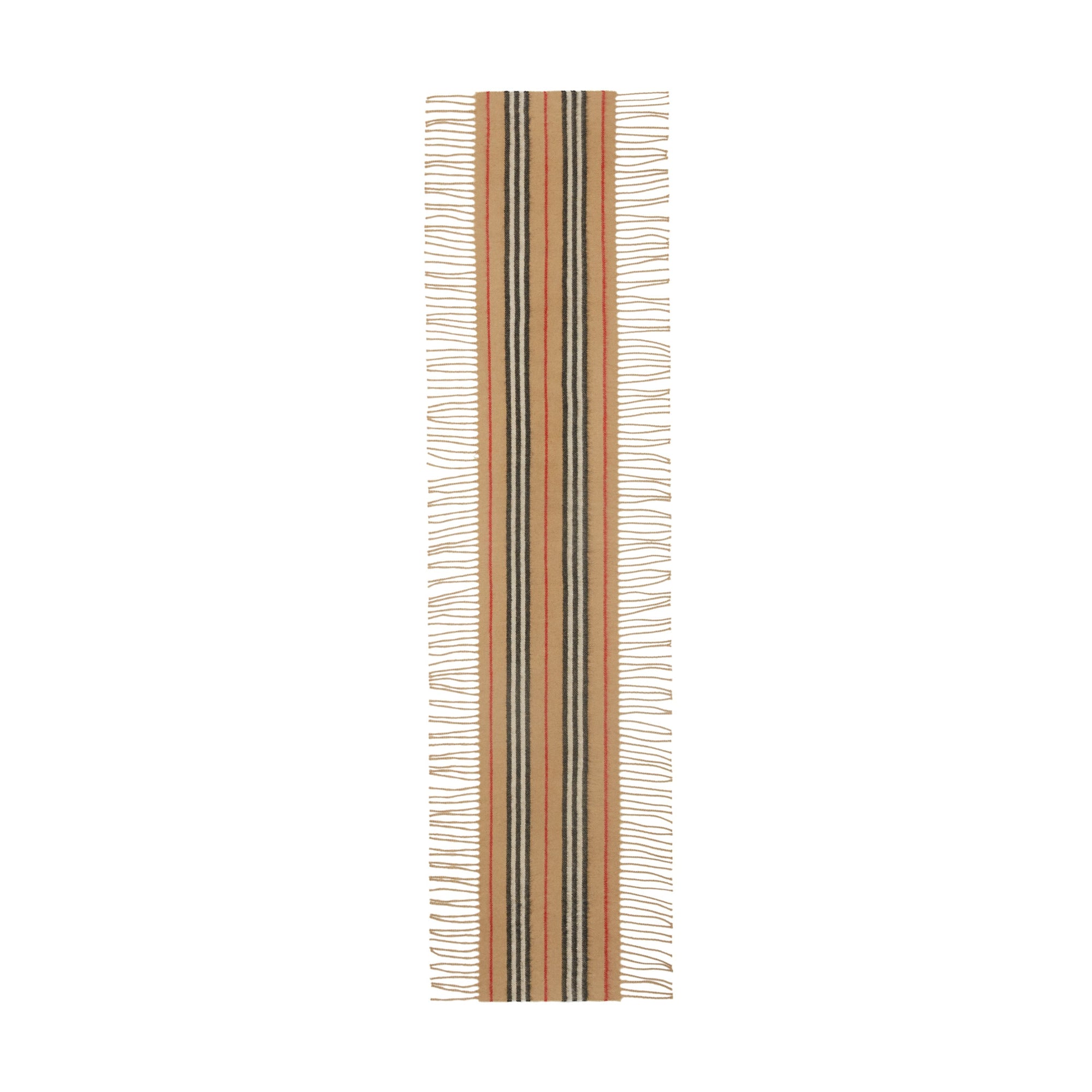 Écharpe à franges en cachemire à rayures iconiques - Archive Beige