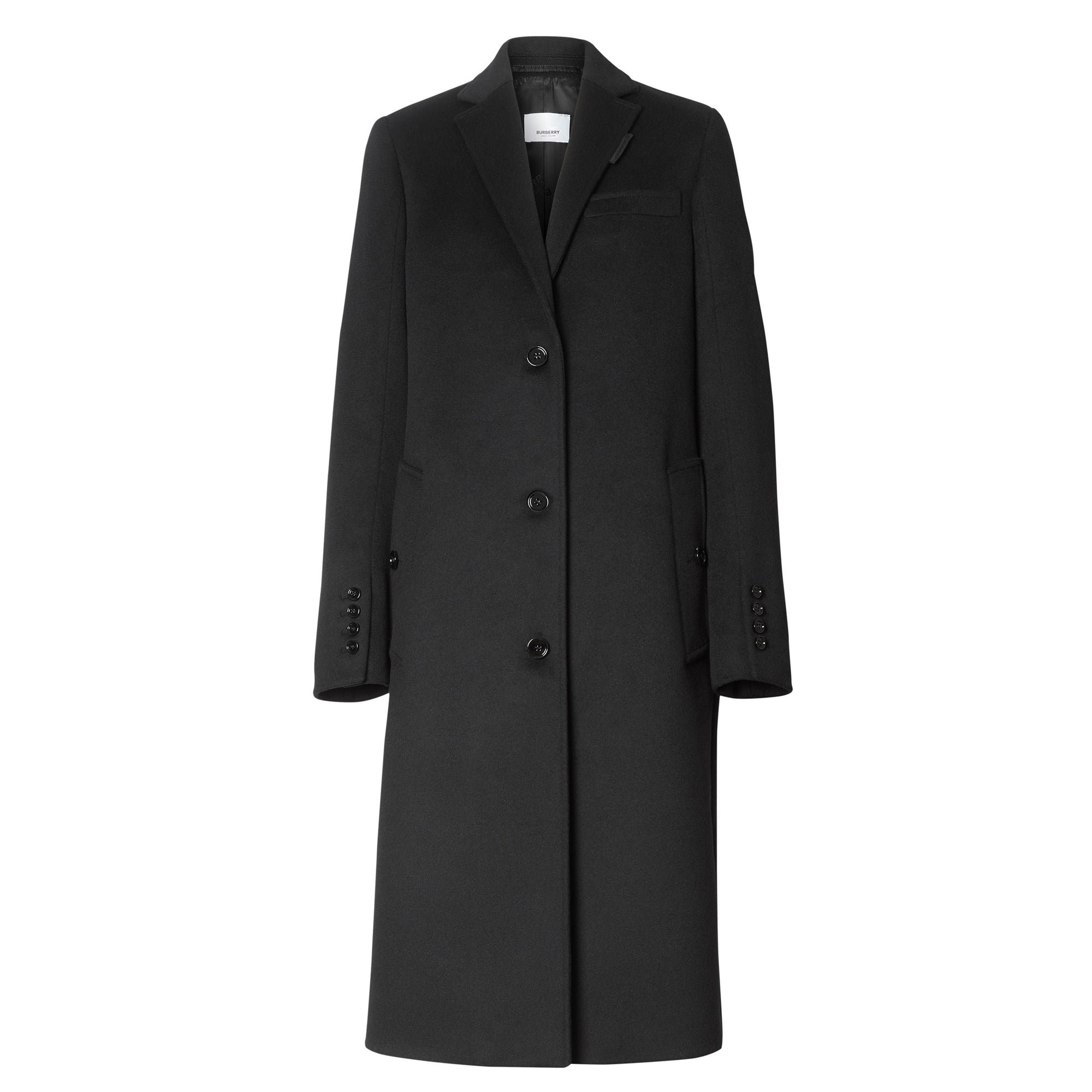 Manteau ajusté en laine et cachemire - Black