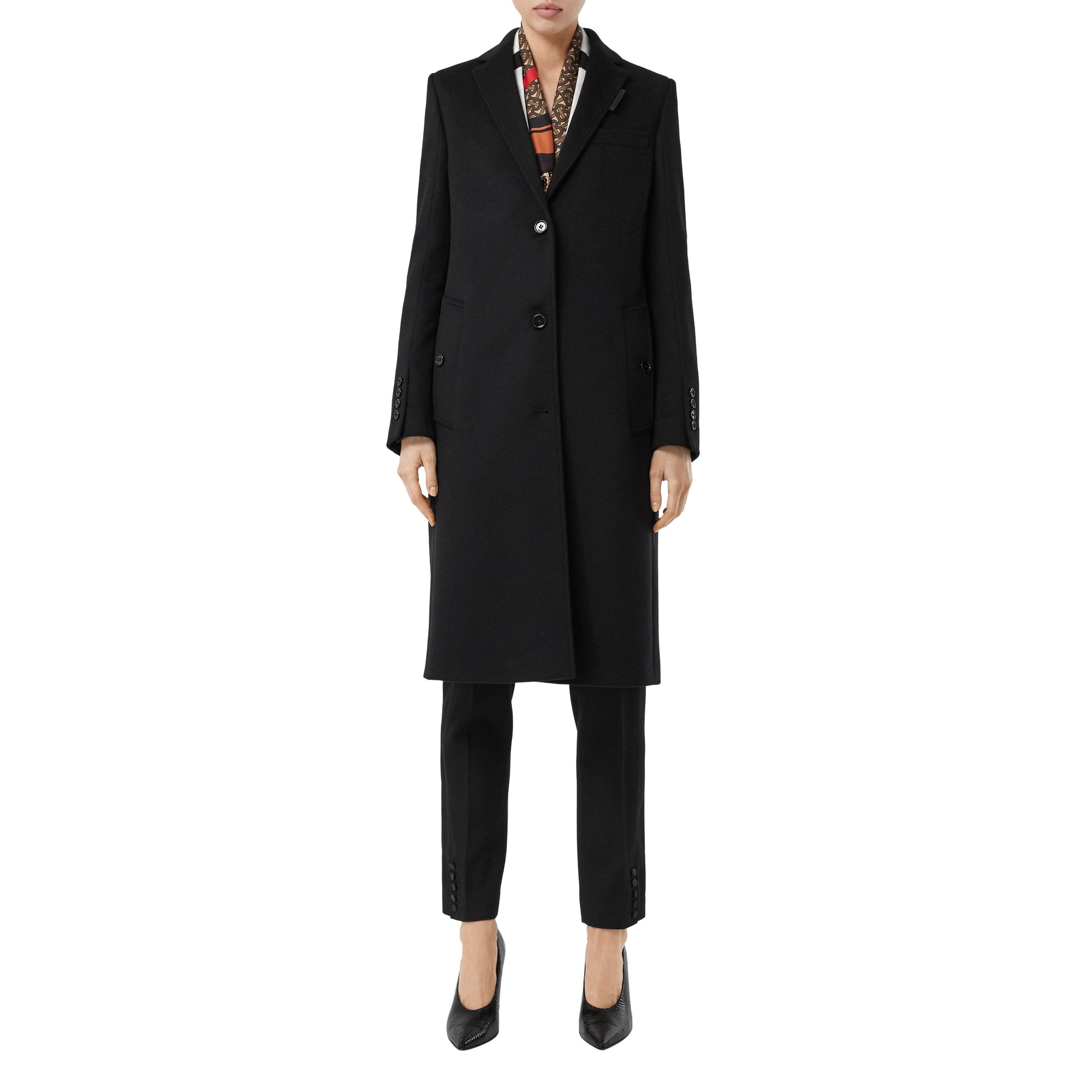 Manteau ajusté en laine et cachemire - Black
