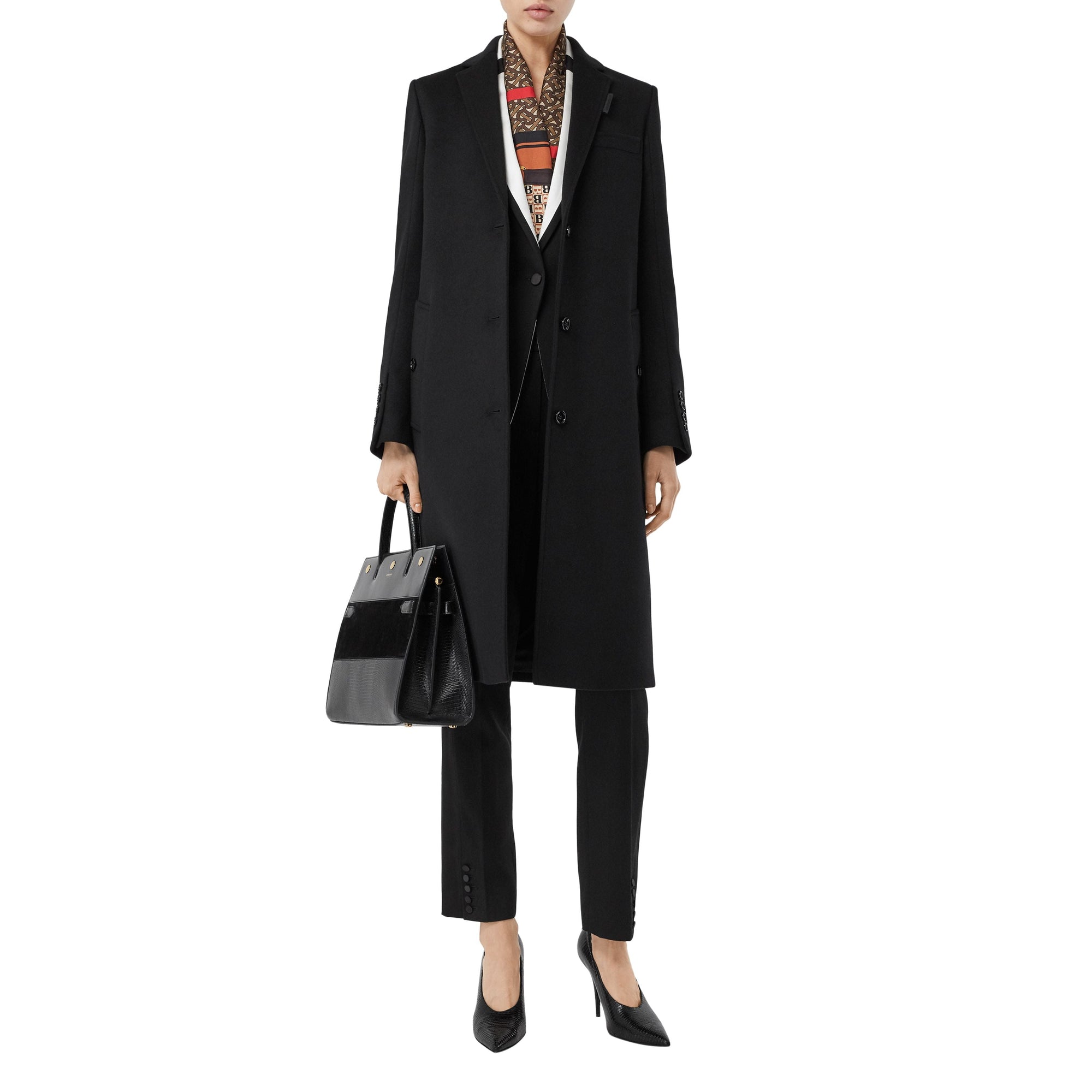 Manteau ajusté en laine et cachemire - Black