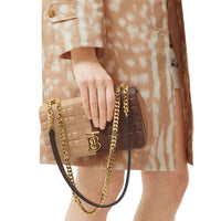 Petit sac Lola en cuir d'agneau matelassé et color-block - Soft Fawn & Dark Moka