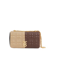 Petit sac Lola en cuir d'agneau matelassé et color-block - Soft Fawn & Dark Moka