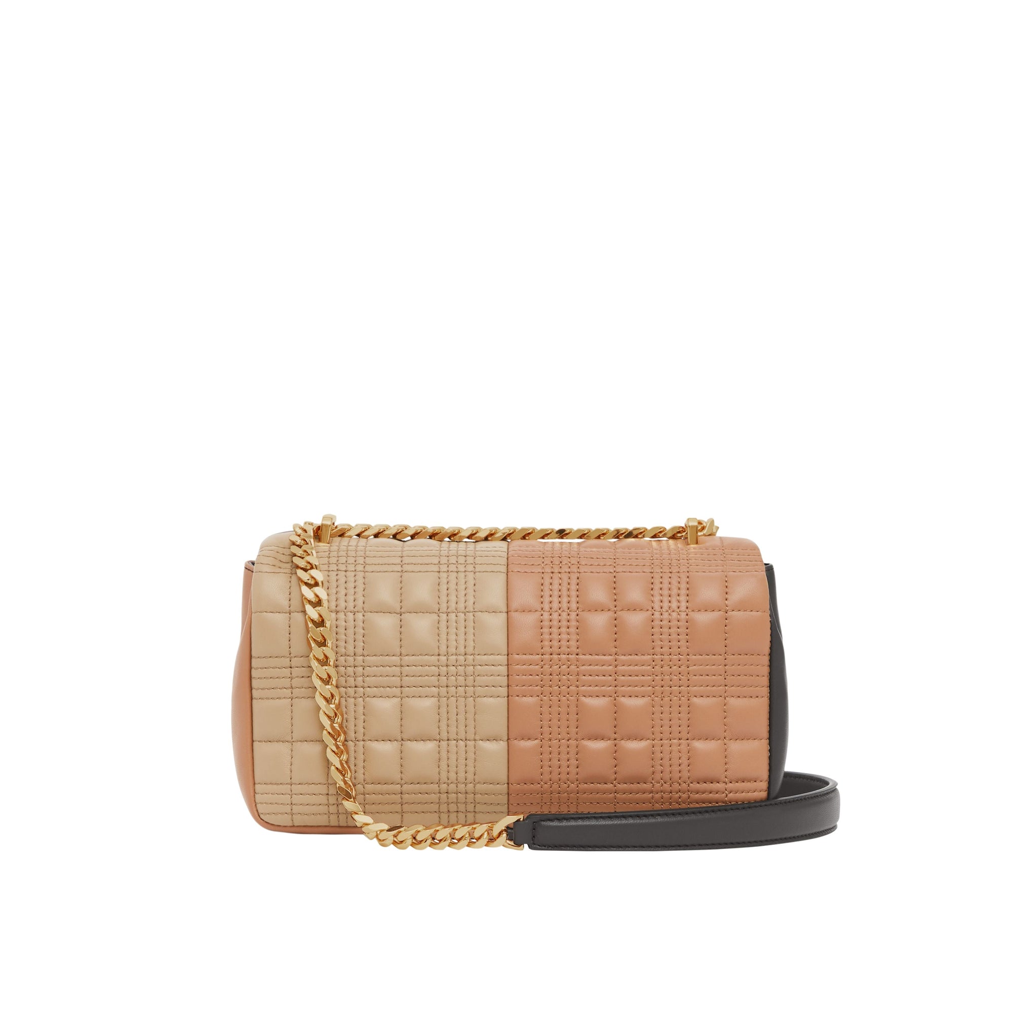 Petit sac Lola en cuir d'agneau matelassé et color-block - Soft Fawn & Dark Moka