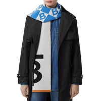 Écharpe en laine et soie avec logo en jacquard - Azure Blue