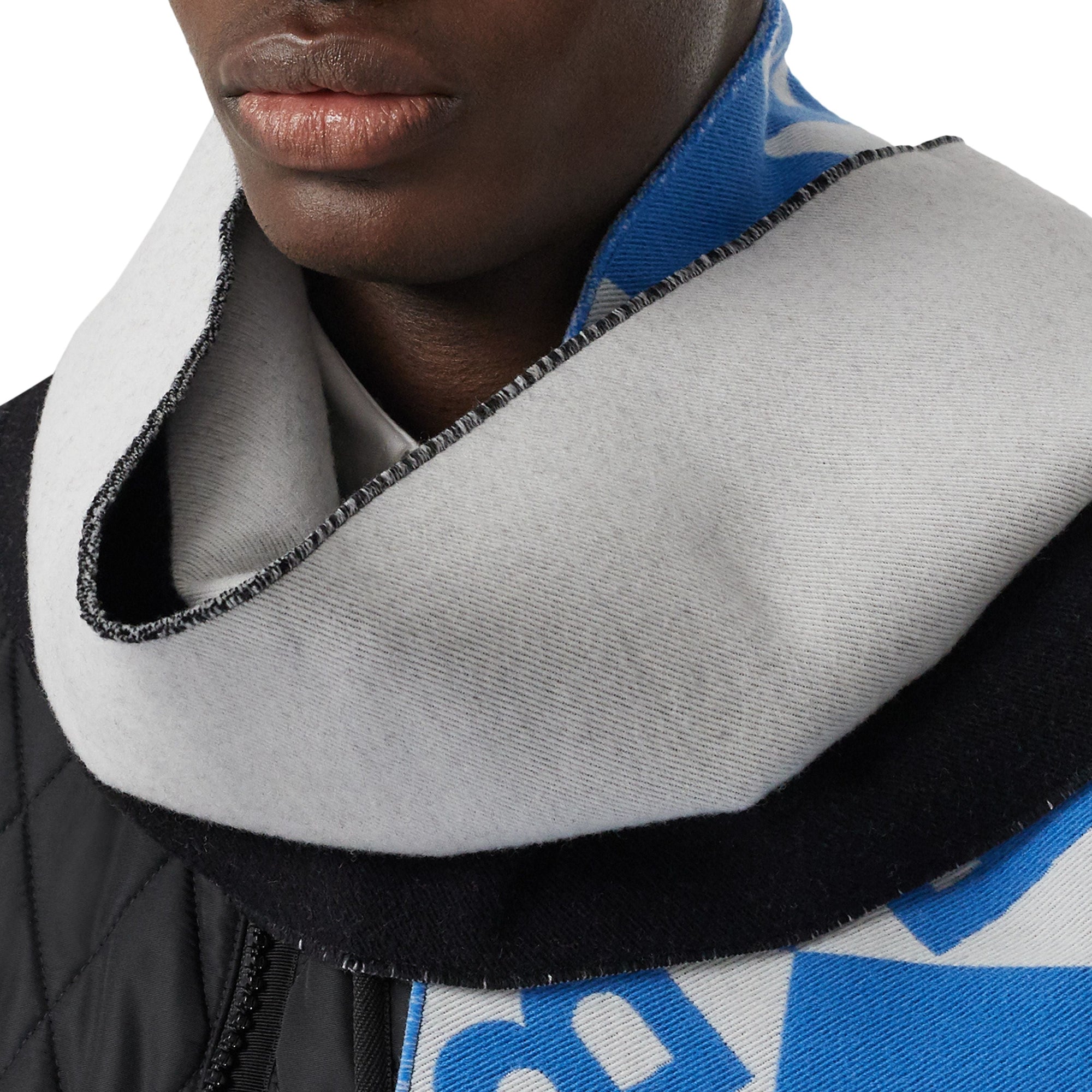 Écharpe en laine et soie avec logo en jacquard - Azure Blue