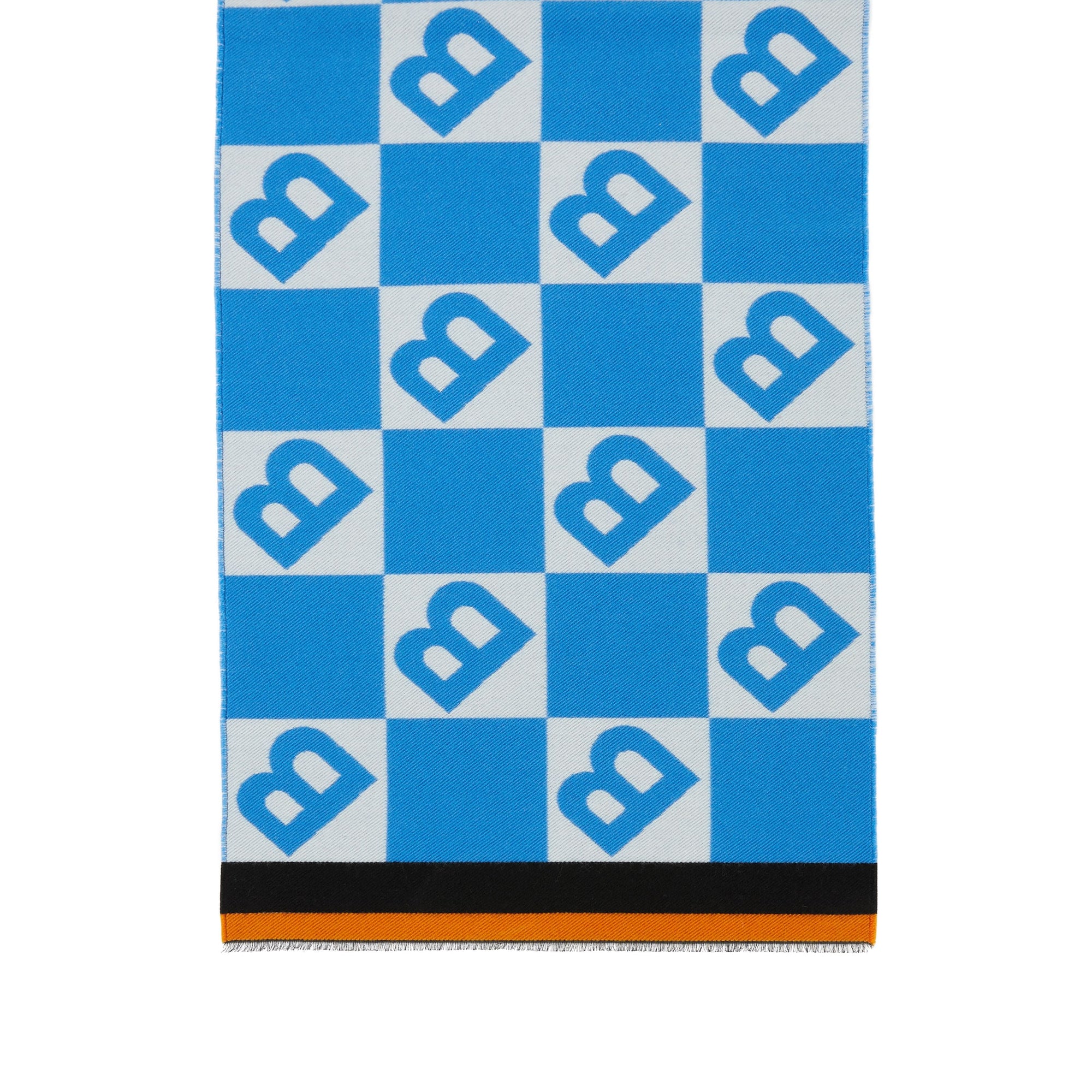 Écharpe en laine et soie avec logo en jacquard - Azure Blue