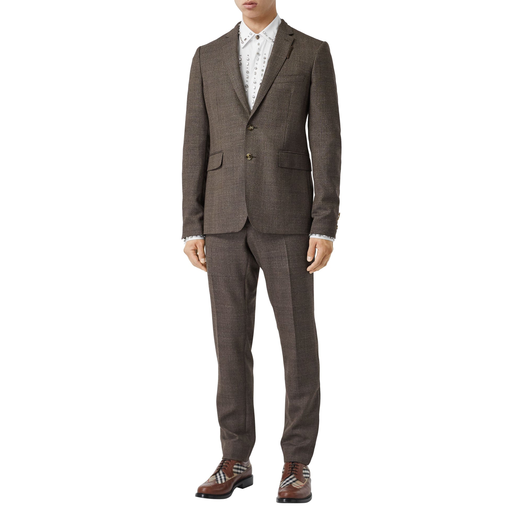 Costume slim en laine - Dark Brown