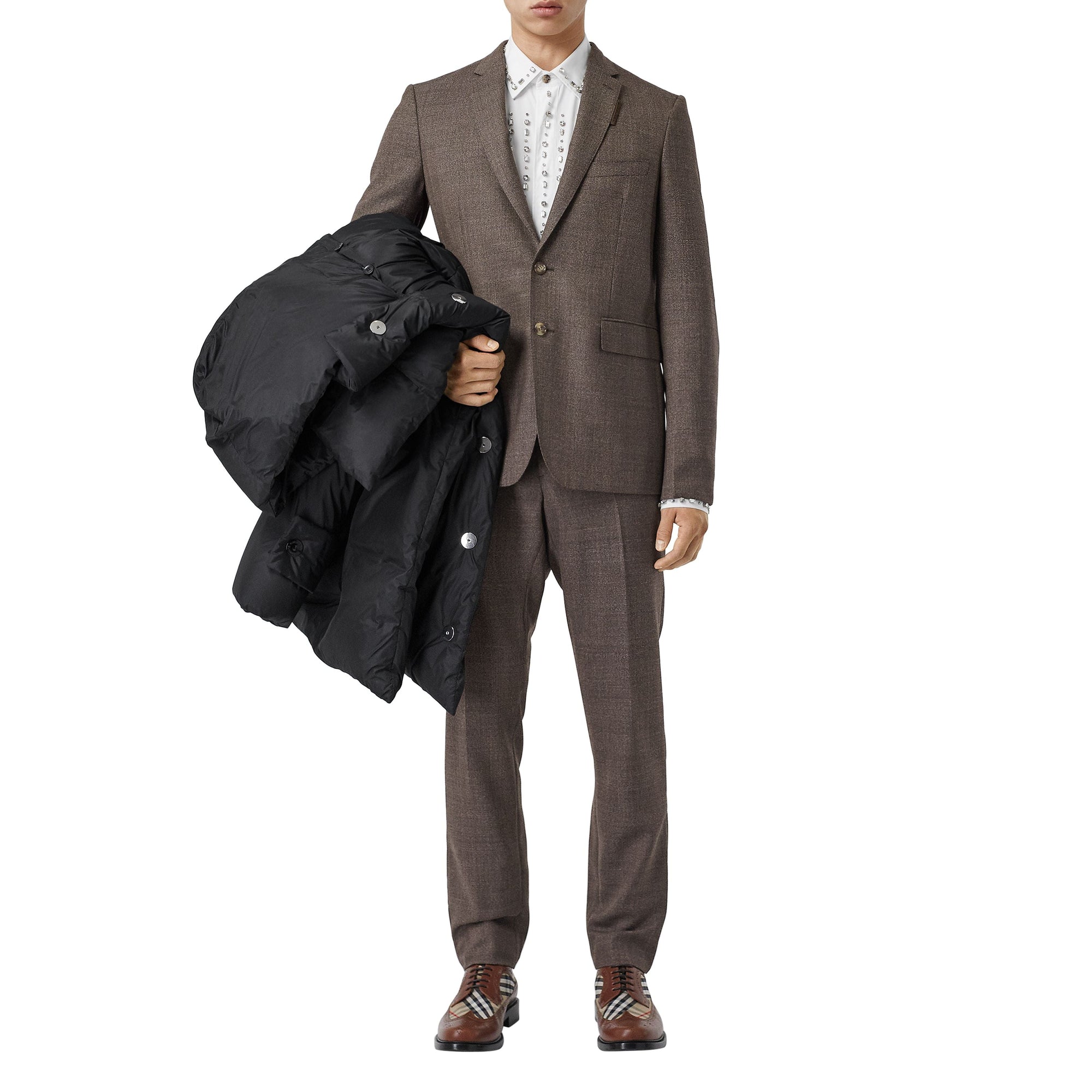 Costume slim en laine - Dark Brown