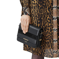 Petit sac Grace en cuir de cerf et cuir velours - Black