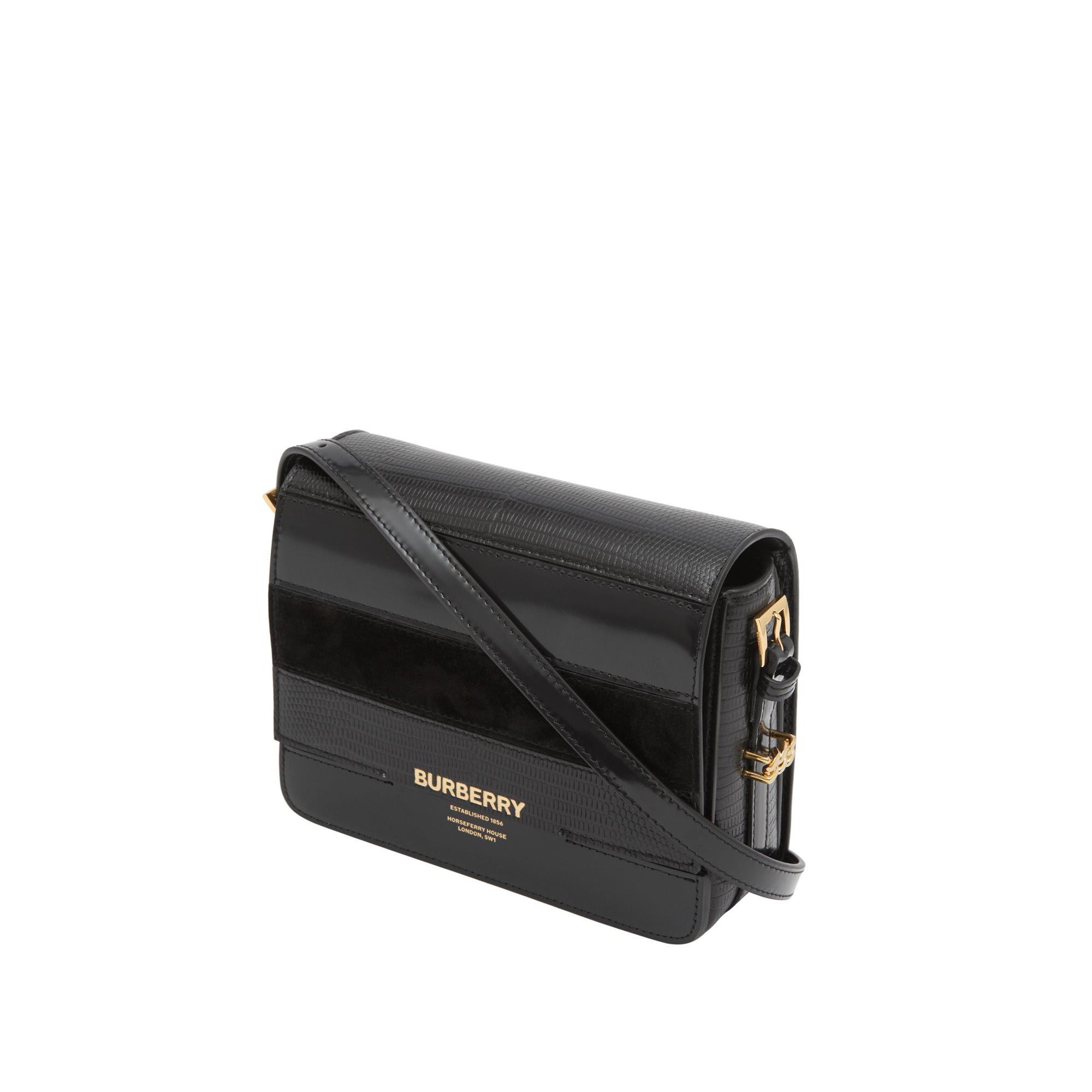Petit sac Grace en cuir de cerf et cuir velours - Black