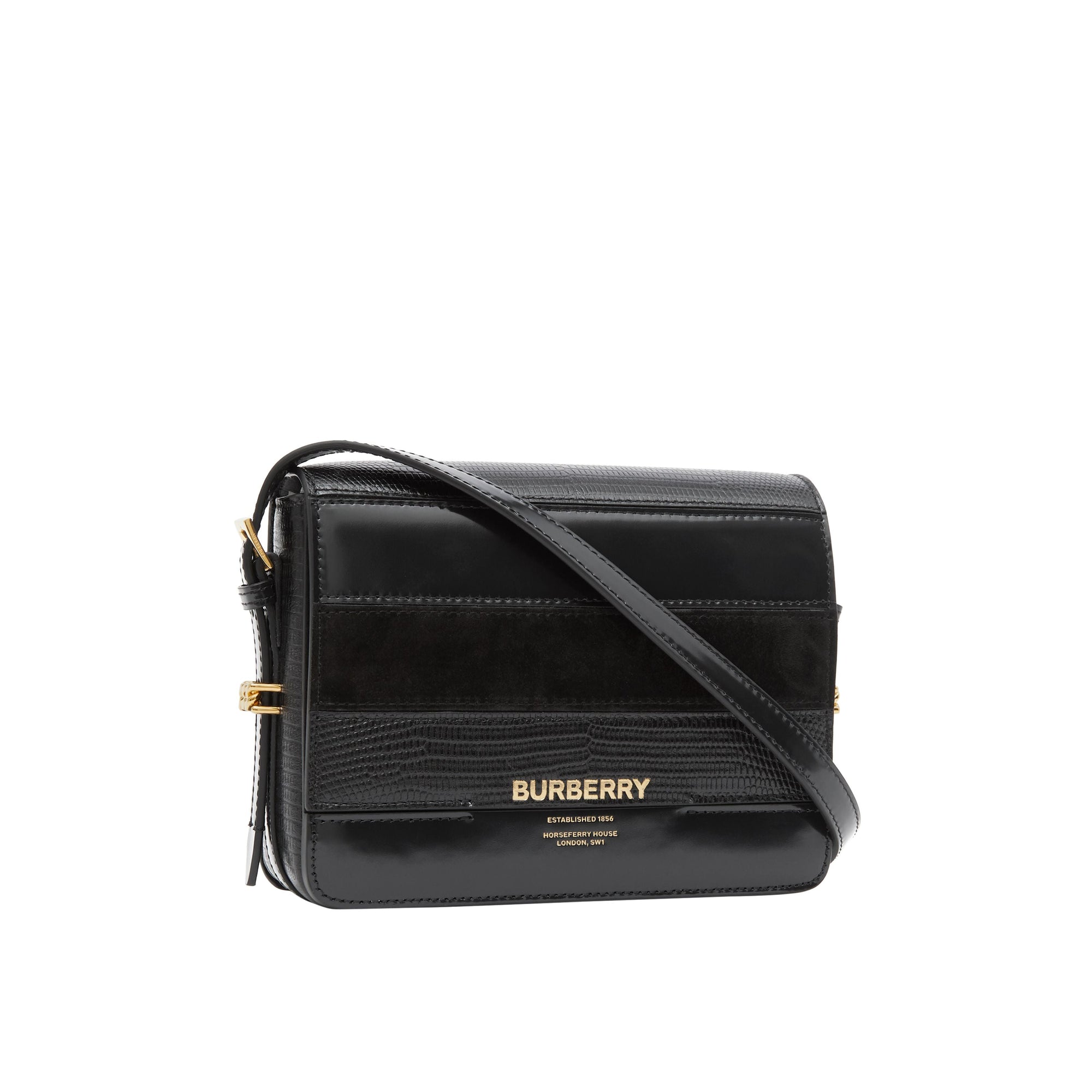 Petit sac Grace en cuir de cerf et cuir velours - Black