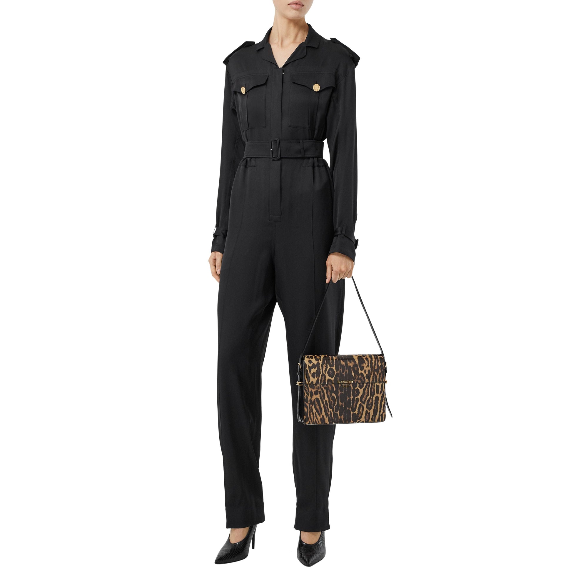 Grand sac Grace en cuir à imprimé léopard - Dark Mustard