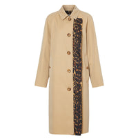 Paletot en gabardine de coton avec doublure à imprimé léopard - Honey