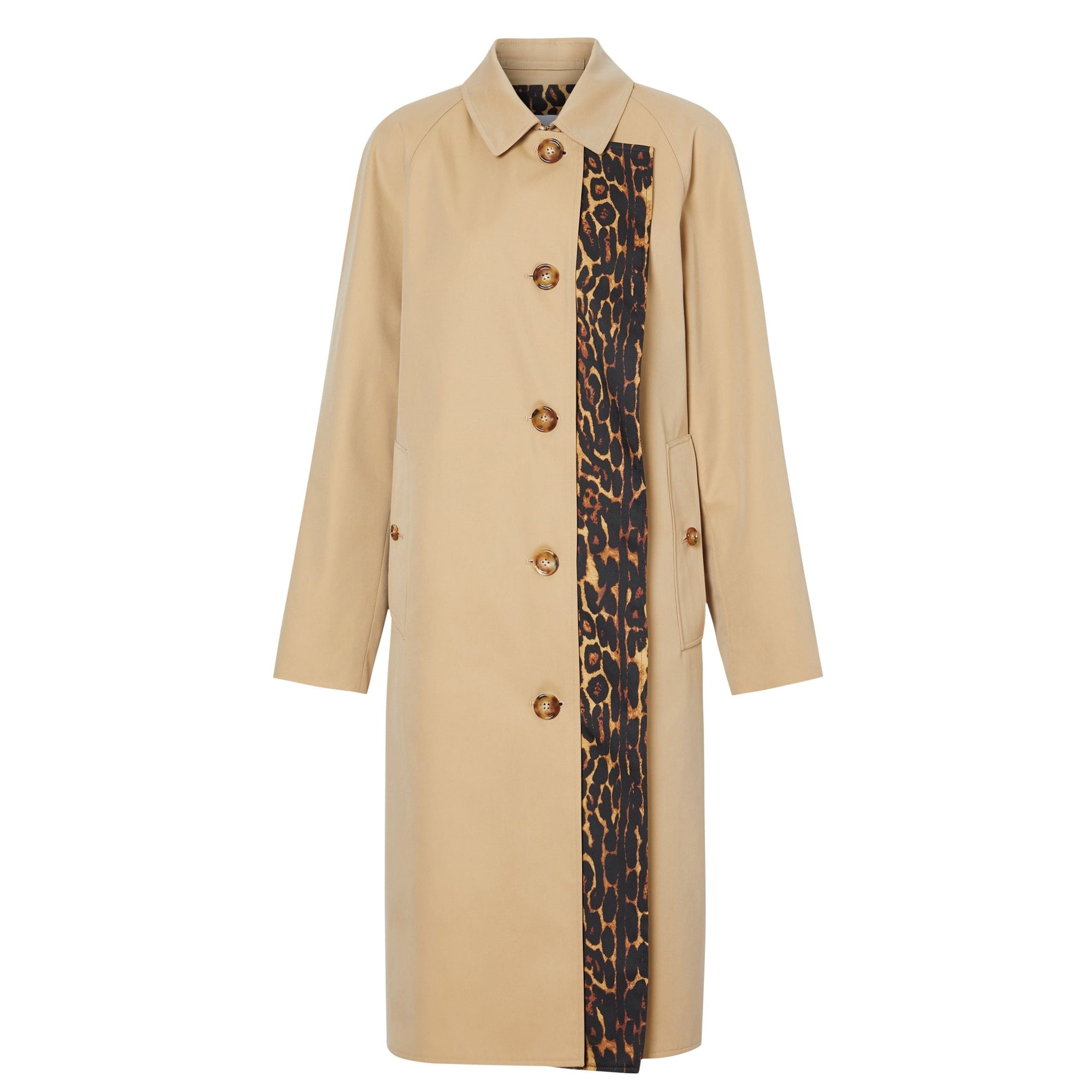 Paletot en gabardine de coton avec doublure à imprimé léopard - Honey