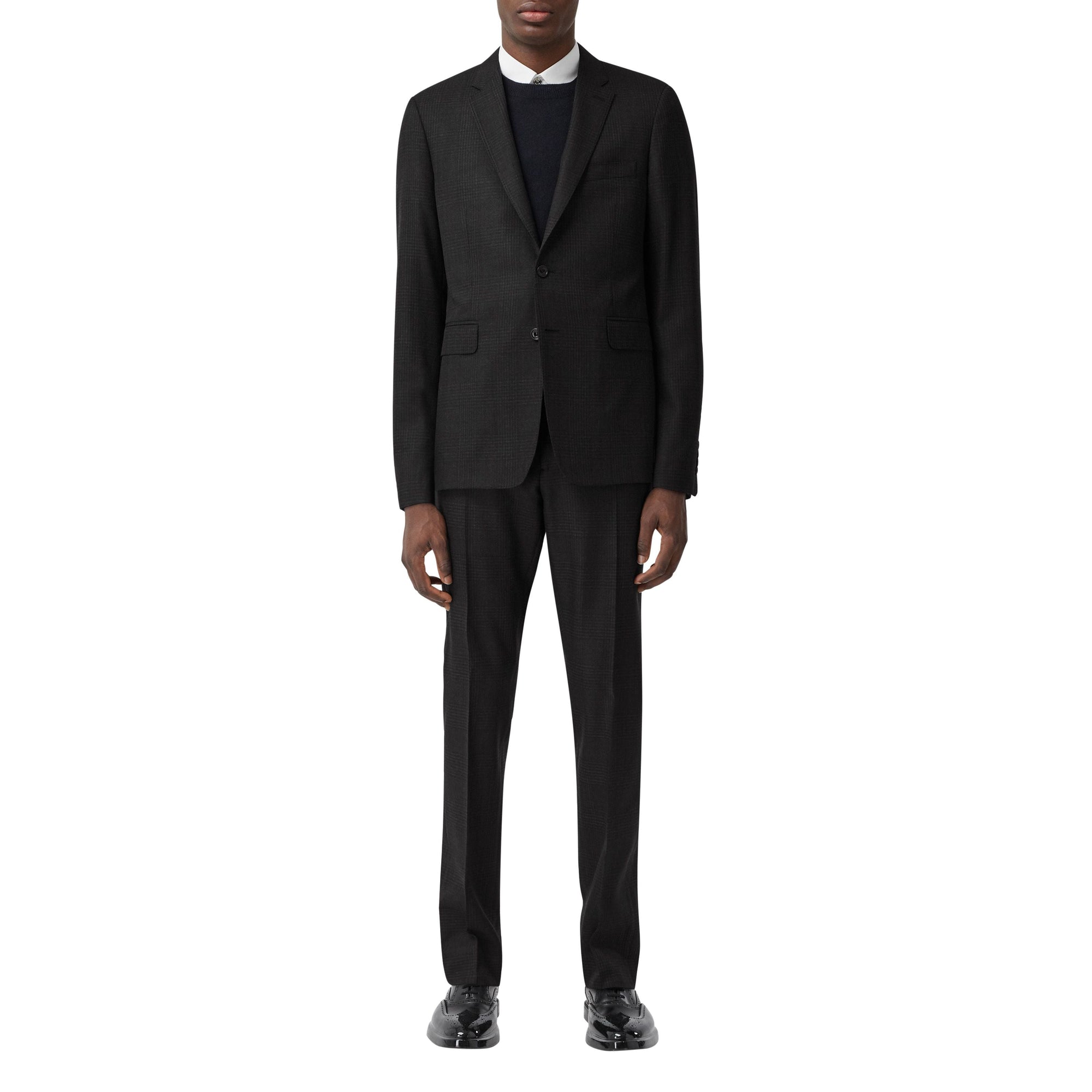 Costume slim en laine check Prince de Galles - Dark Grey