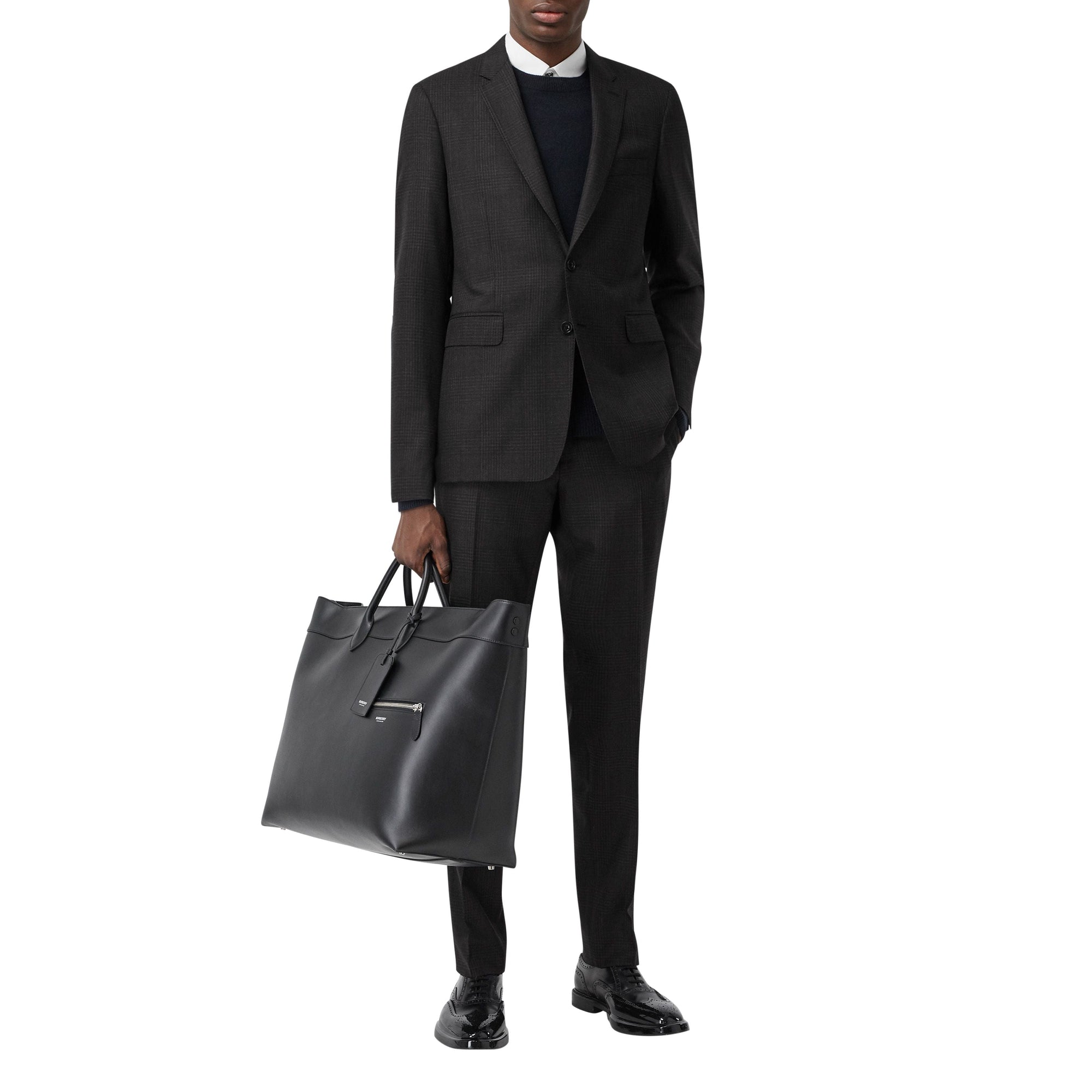 Costume slim en laine check Prince de Galles - Dark Grey
