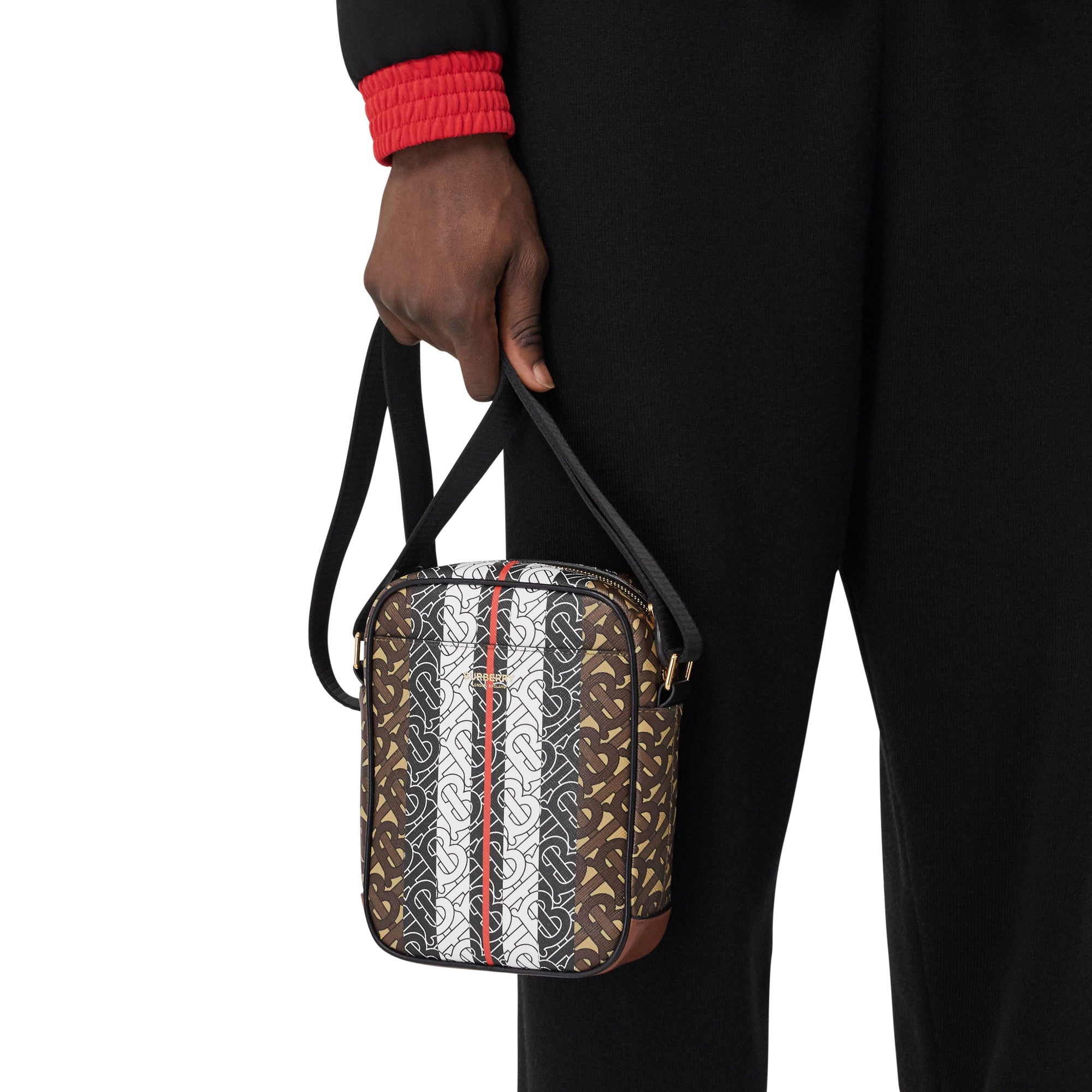 Sac à bandoulière en toile écologique rayé Monogram - Bridle Brown