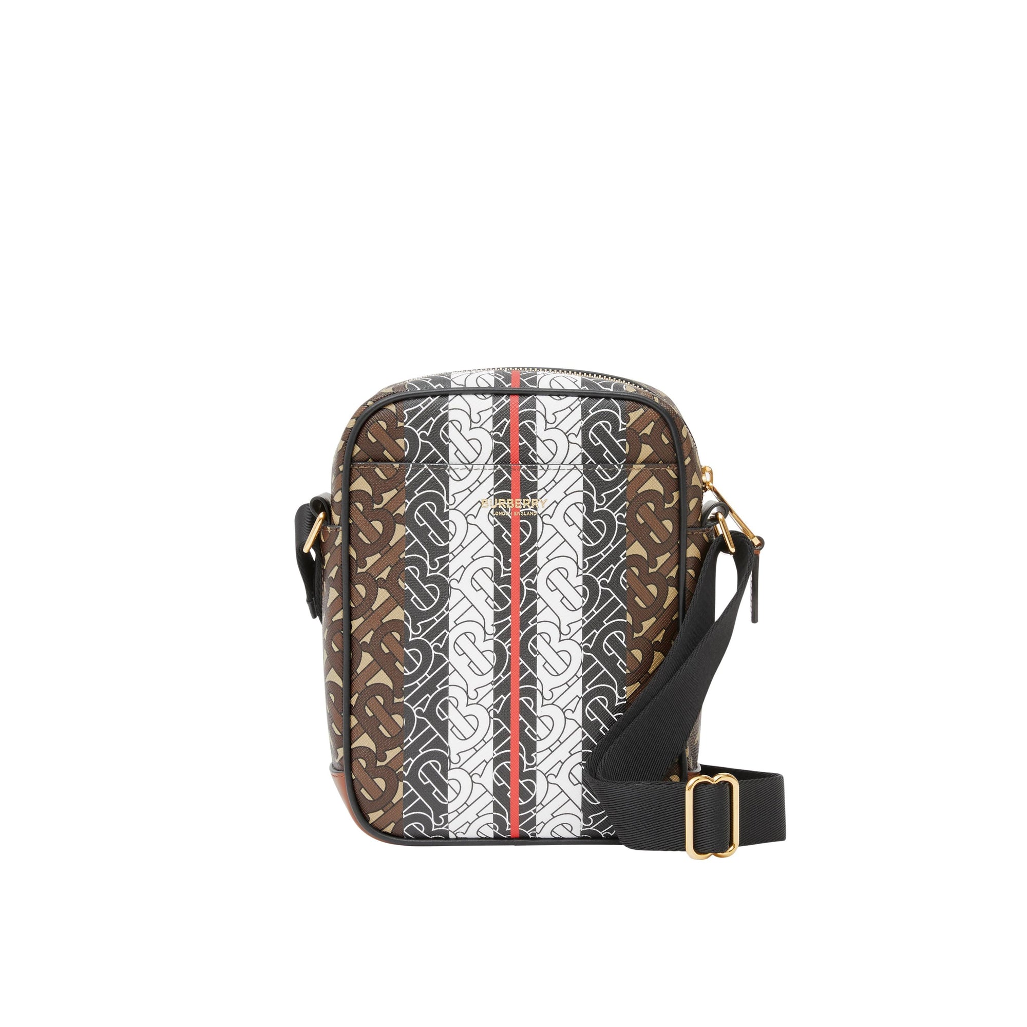 Sac à bandoulière en toile écologique rayé Monogram - Bridle Brown