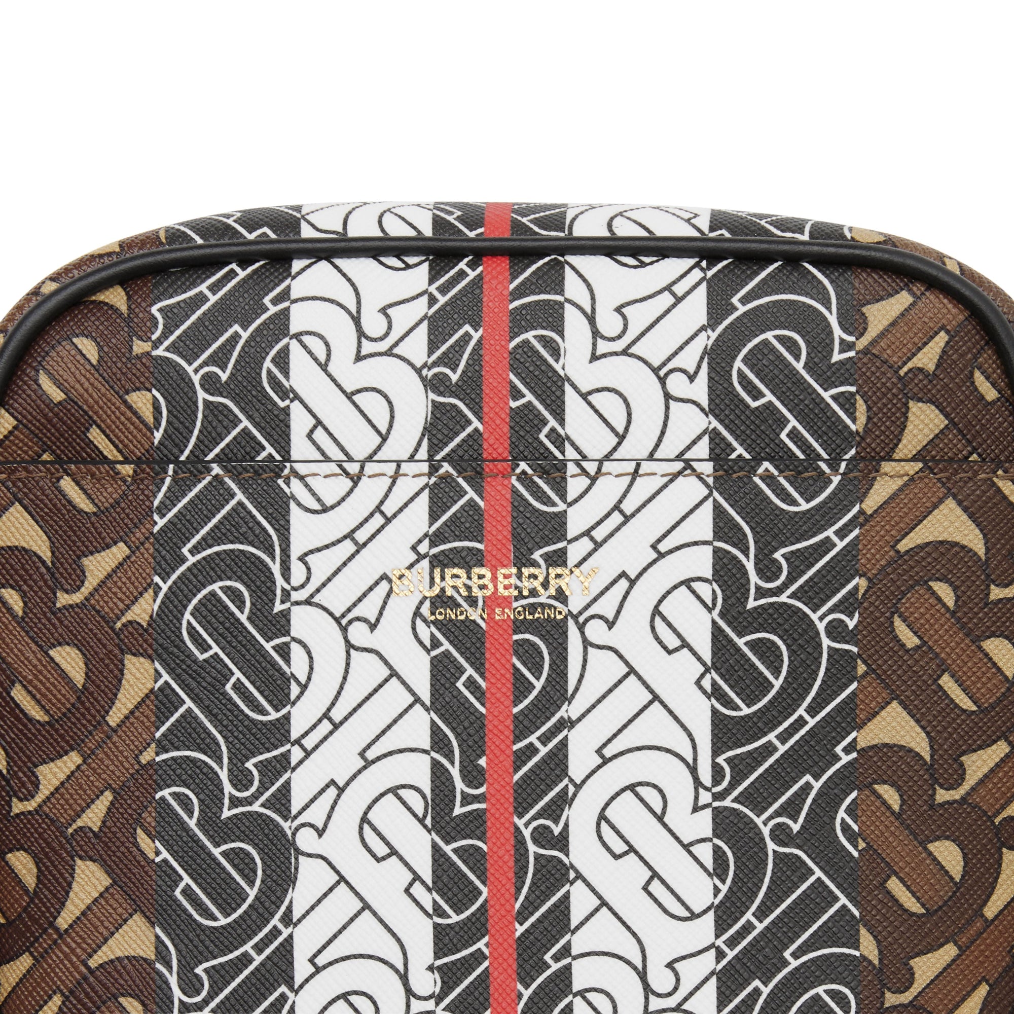 Sac à bandoulière en toile écologique rayé Monogram - Bridle Brown