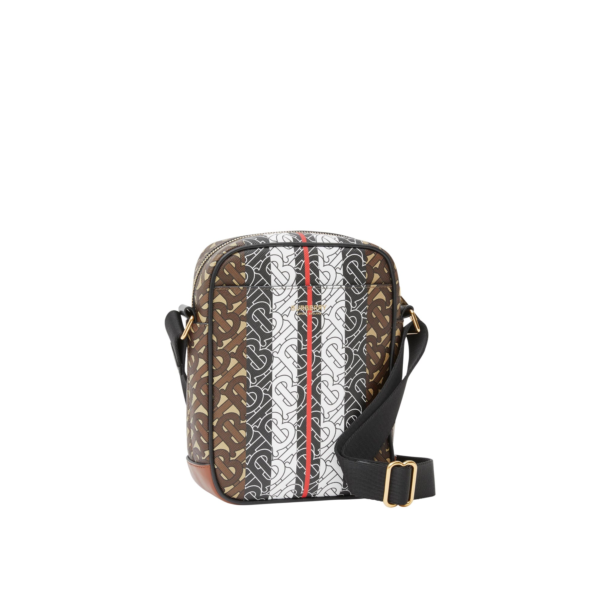 Sac à bandoulière en toile écologique rayé Monogram - Bridle Brown