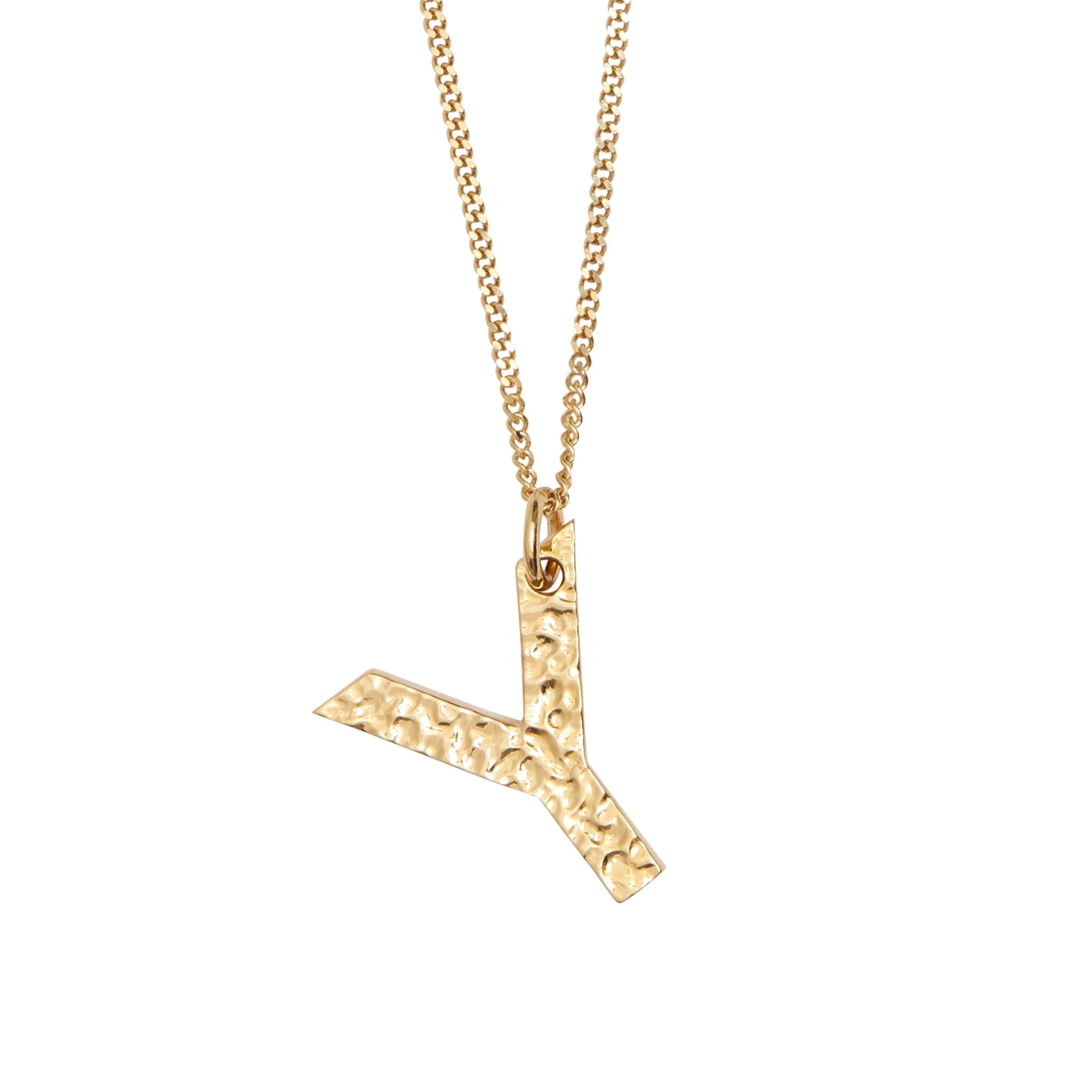 Collier plaqué or avec bijou alphabet « Y » - Light Gold