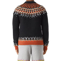 Pull en laine à motif Fair Isle avec ornements - Black