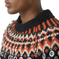Pull en laine à motif Fair Isle avec ornements - Black