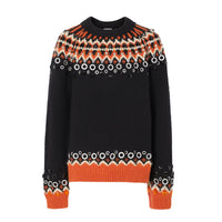 Pull en laine à motif Fair Isle avec ornements - Black