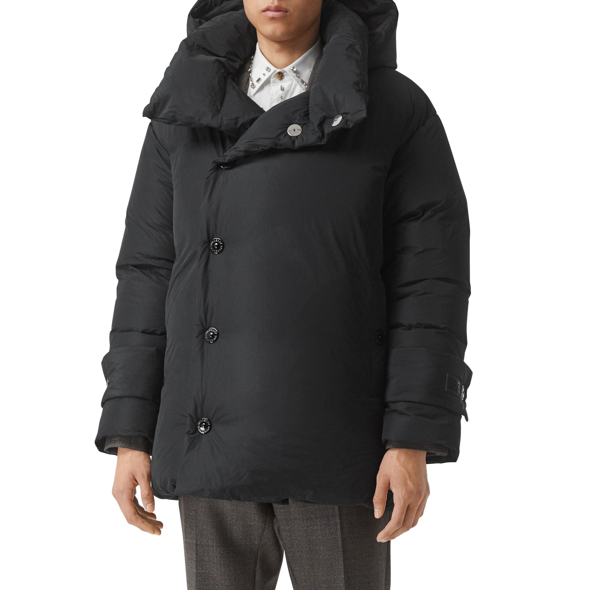 Manteau portefeuille oversize à capuche amovible - Black