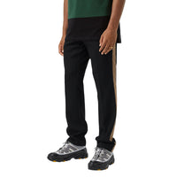 Pantalon de costume classique en laine à bandes latérales - Black