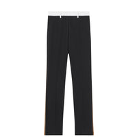 Pantalon de costume classique en laine à bandes latérales - Black